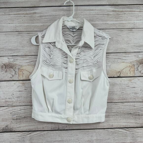 Vintage Opal Lorraine Wardy Jean Shorts and Vest Set Womens 28 Medium White - Picture 2 of 13
